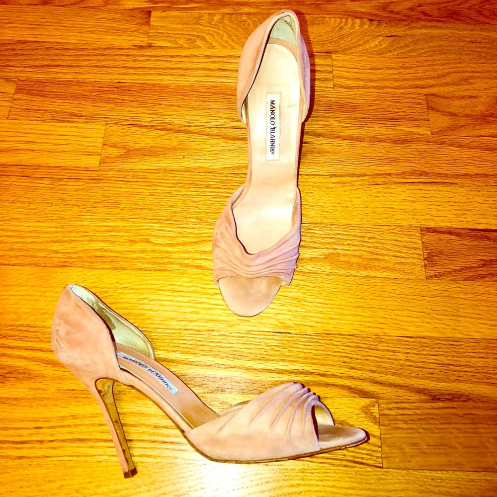 Manolo Blahnik Suede Pink Sandal